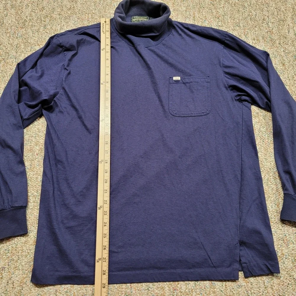 Polo Country Ralph Lauren Shirt Mens Medium Blue Turtleneck Pullover Long Sleeve